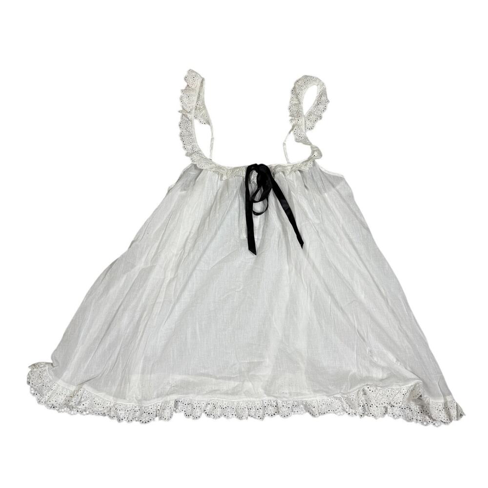 Urban Outfitters Womens Size L White Babydoll Mini Dress Lace Trim NWT